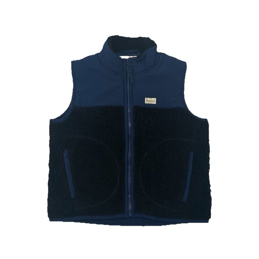 J Crew Cuts Navy Blue Shearling Vest Sz Youth M
